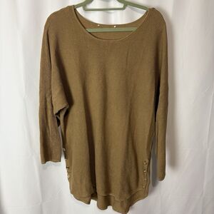 Michael Kors Super Soft Tan Beige Casual Tunic Sweater W/ High Low Hem 2X